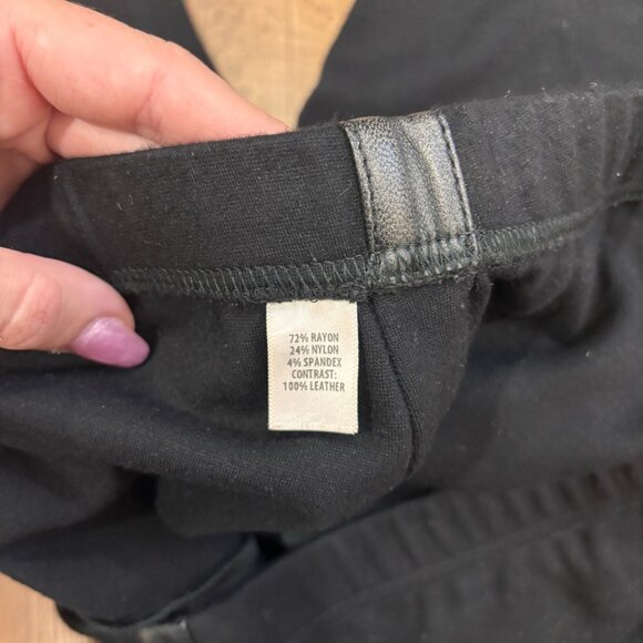 ST. JOHN Collection Black Genuine Leather Side Stripe Legging Pants Women's S - Picture 4 of 11